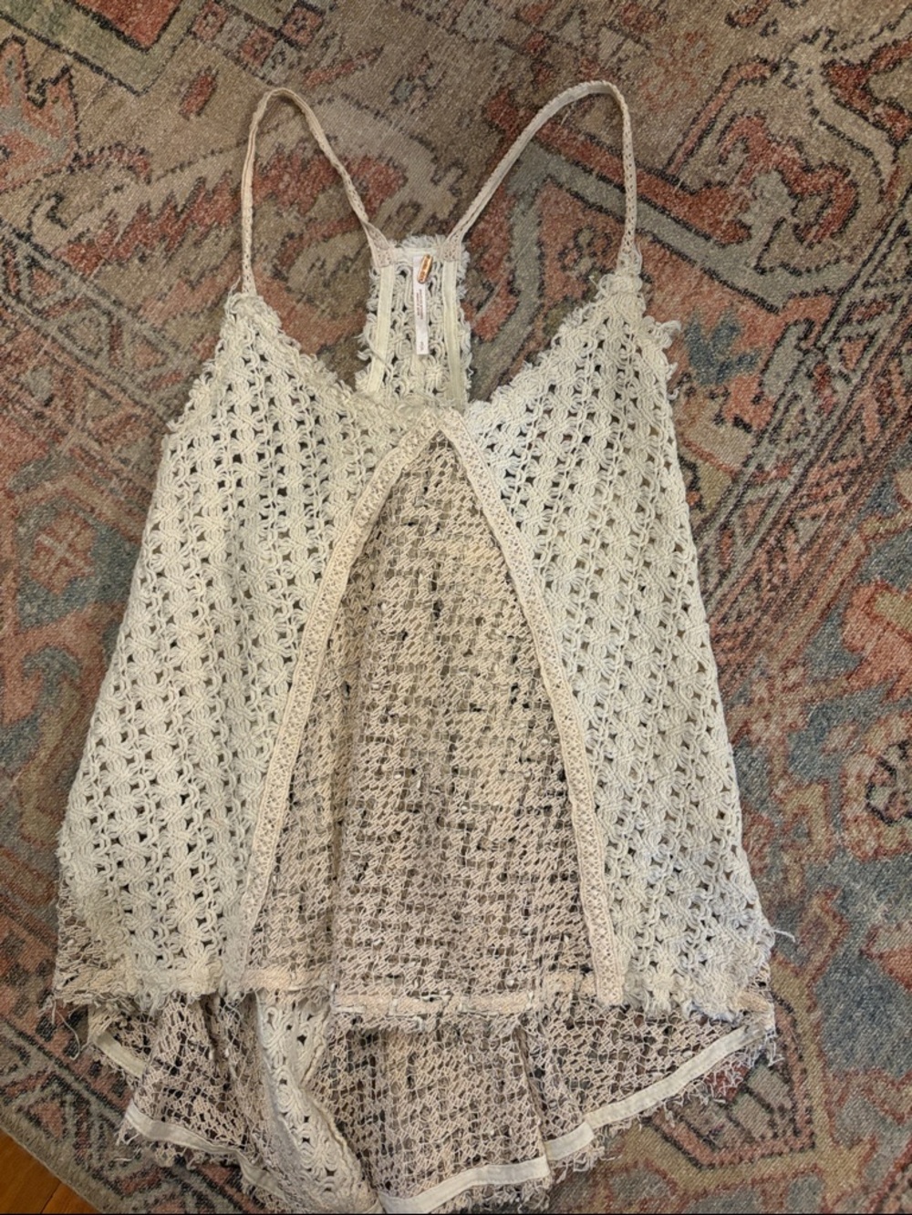 Free People Cream Crochet Lace-Trim Camisole